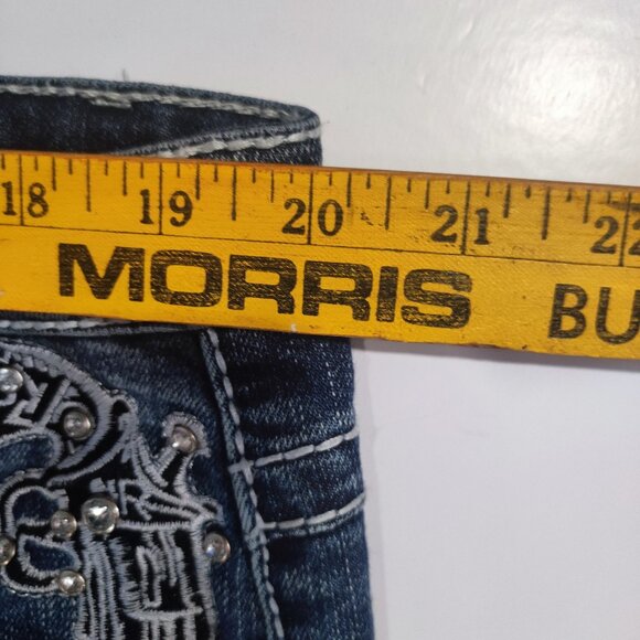 Platinum Plush jeans low rise straight leg darker blue women's size 21 - Picture 13 of 14